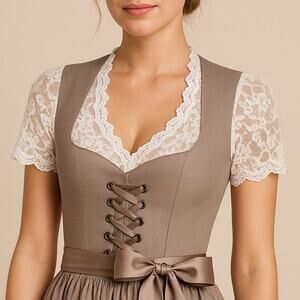 Chic Dirndl Blouse with Lace Sleeves